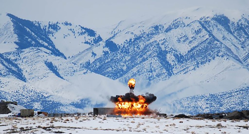 large explosion in the desert