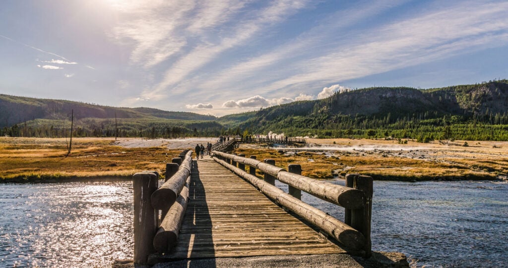 bridge over water in mountains