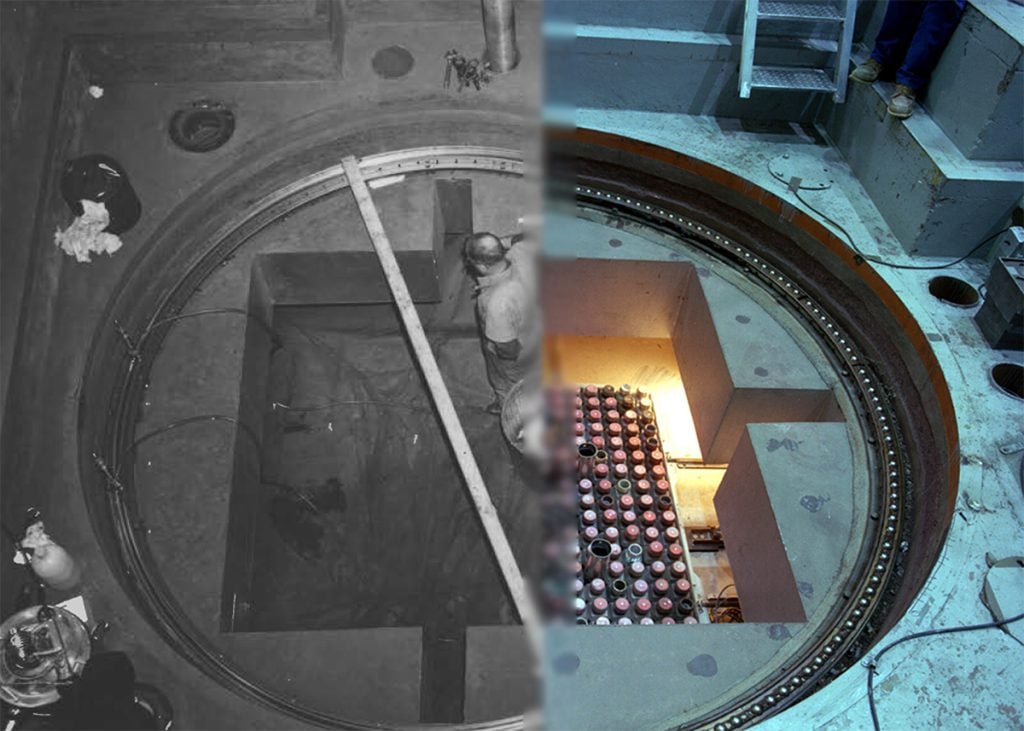 before and after of TREAT reactor constructor interior