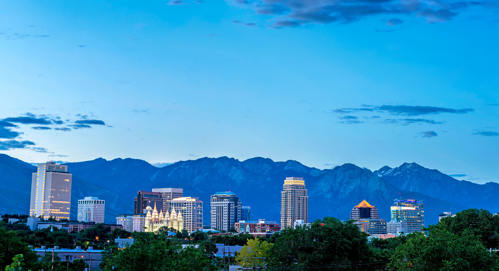 Salt Lake City night time skyline