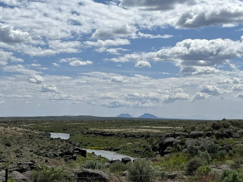 Looking toward East Butte and Middle Butte from the Big Lost River.