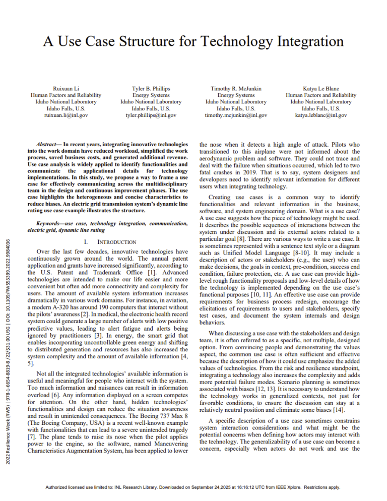 Use Case Structure for Technology Integration report cover