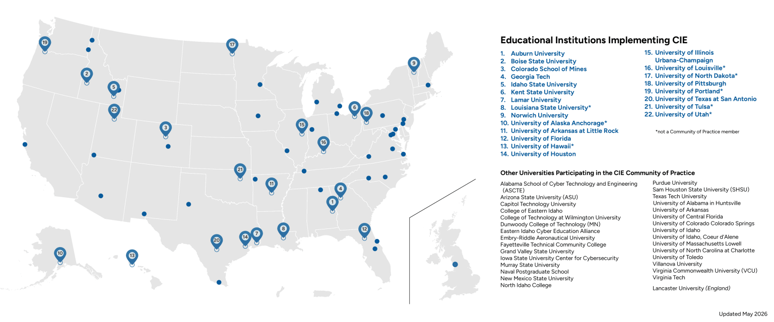 Map of Educational Institutions Implementing CIE