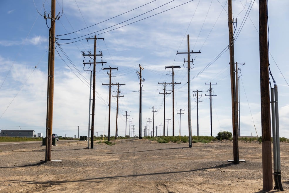 Two rows of powerlines