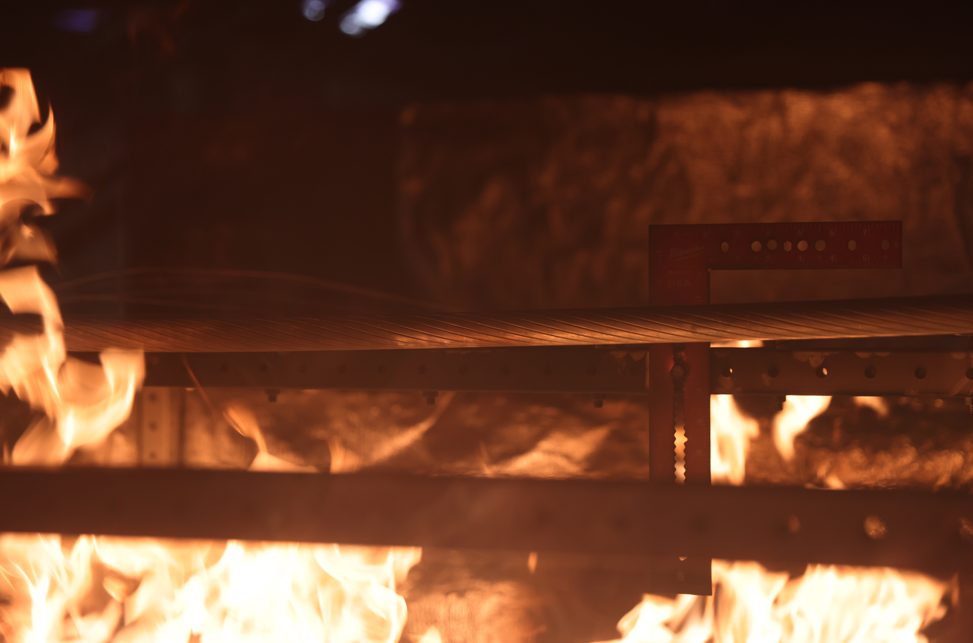 Flames from a simulation wildfire