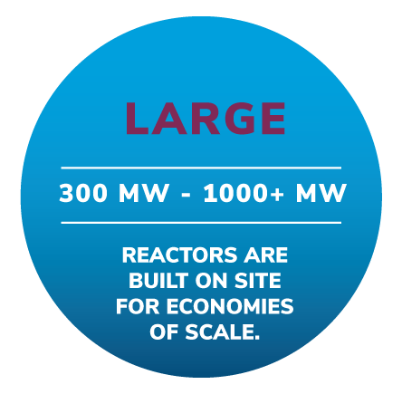 Large reactors are built on site for economies of scale.
